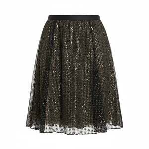 Phoebe Black Gold Sequin Tulle A-Line Midi Skirt 8 Whimsigoth